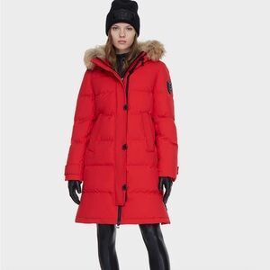 RUDSAK Vibrant Red Puffer Jacket with Fur Hood